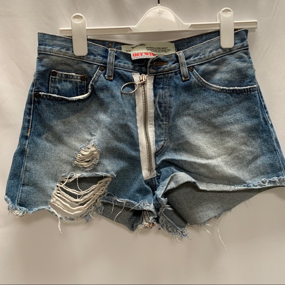 Off white Virgil Main Label Jean Shorts Womens Size 28 Zipper - Picture 4 of 5